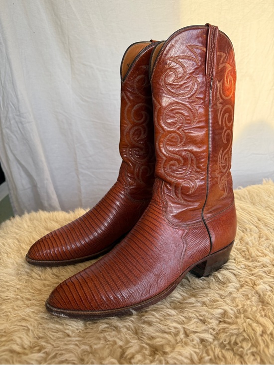 Vintage Lucchese Men\'s Classic Lizard Cowboy Boots 12B main image 13